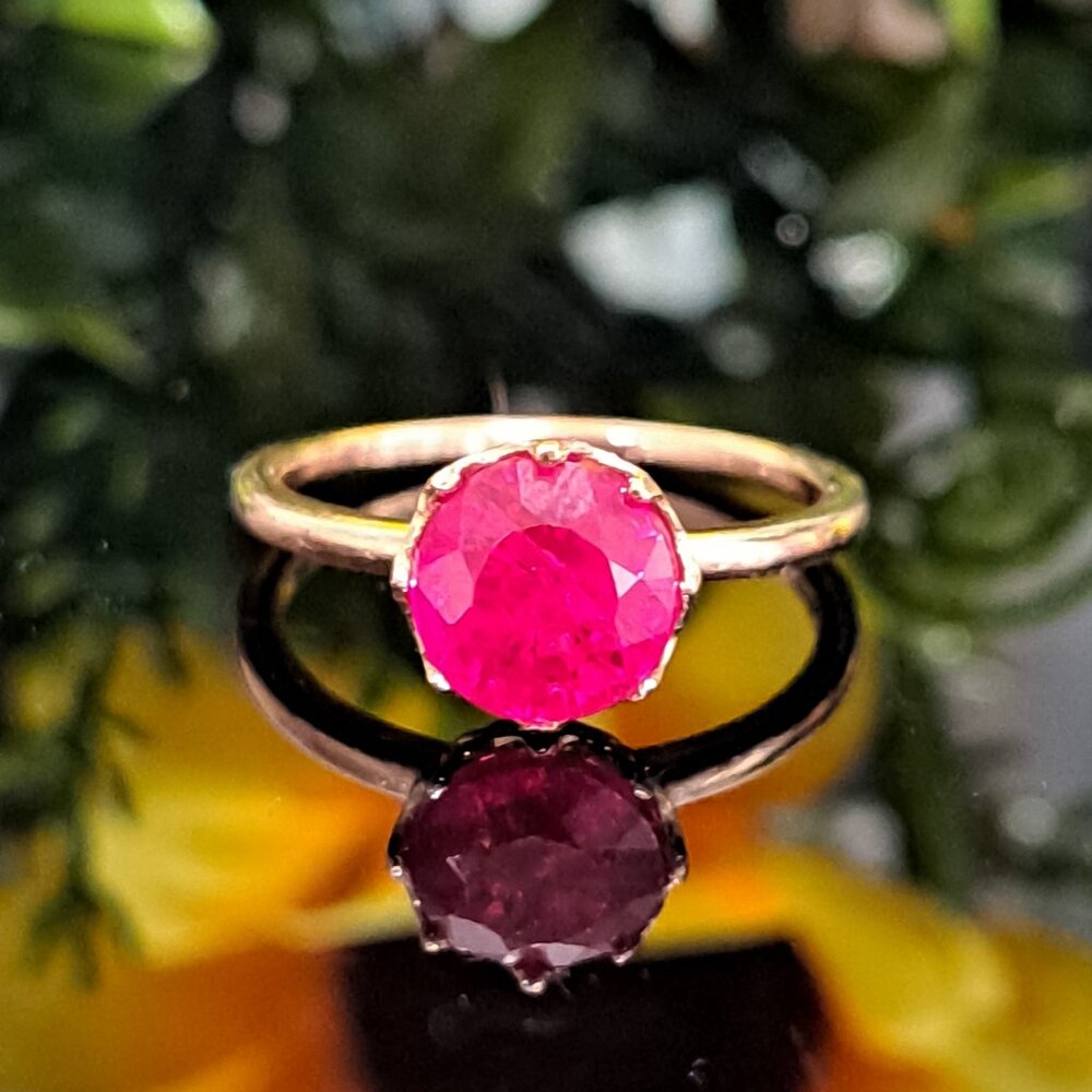 Ruby 14k Yellow Solid Gold Ring, Size 6 3/4, Free… - image 1